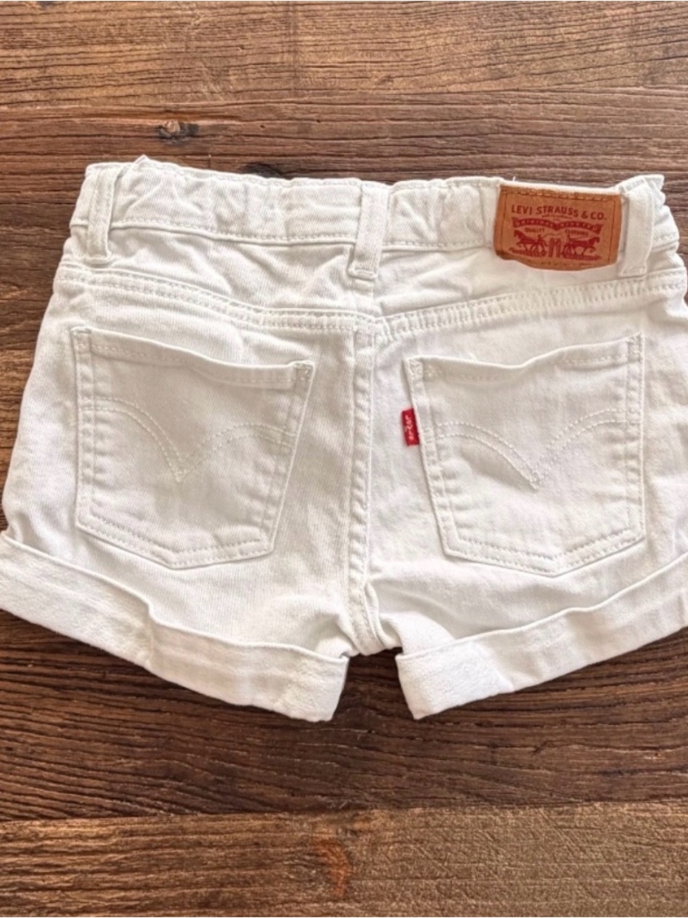Levi's White Rolled-Hem Denim Shorts
